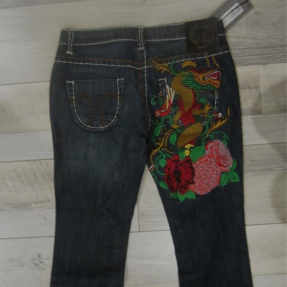 Cinema Donna Embroidered Dragon & Roses Vintage Jeans - Picture 2 of 6